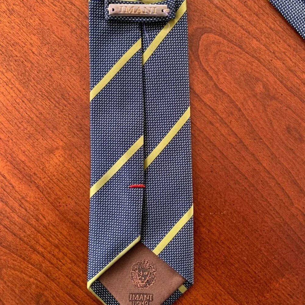 IMANI UOMO Men's Tie Striped 100% Silk Touch Micro Fibre Handmade Classic Career